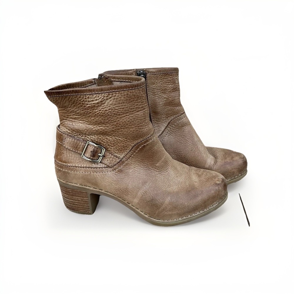 Dansko Booties Womens Size EU 36 Hayley Tan Leather Ankle Side Zip US Size 5/5.5